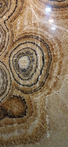 Cappuccino Circle Onyx Marble Slab