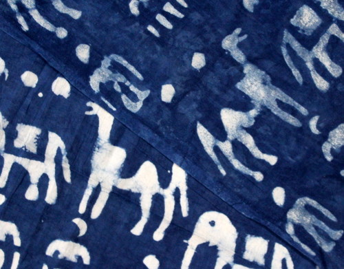 Indigo Blue Animal Block Print Fabric