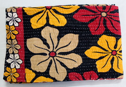 Floral Print Kantha Quilt
