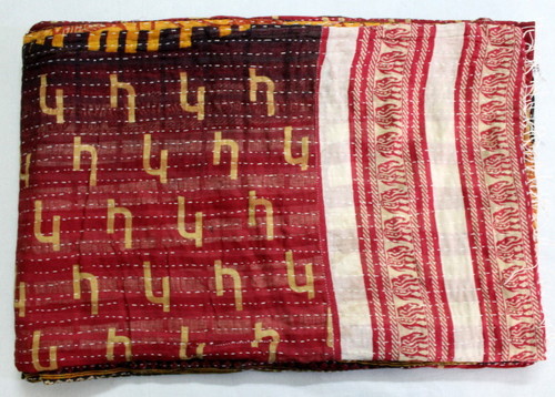 Hand Block Printed Kantha Vintage Quilts