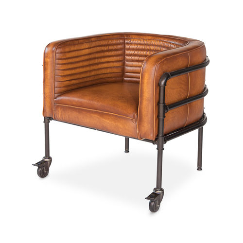 Leather Armchair on Wheels