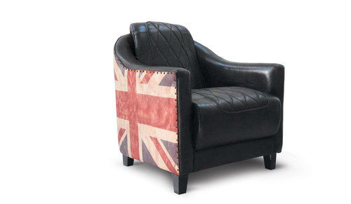 Union Jack Single Seater Leather Club Sofa No Assembly Required