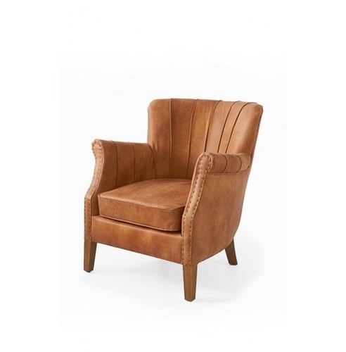 Chesterfield Winged Back And Leather Chair No Assembly Required