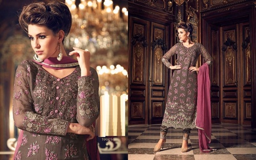 Brown Pakistani Style Designer Salwar Kameez Online