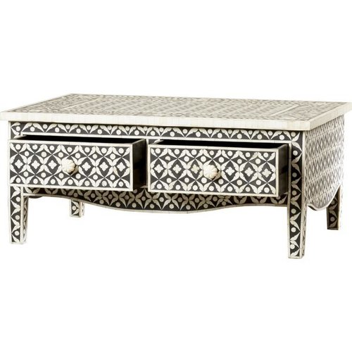 Bone inlay coffee table with 2 drawer