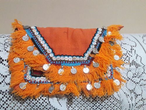 Orange Canvas Vintage Hand Bags