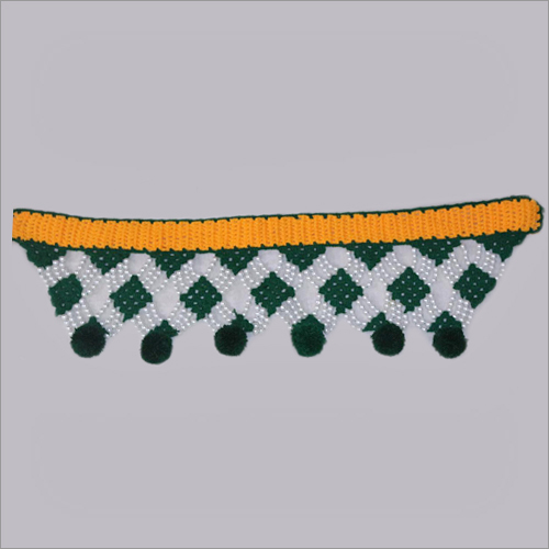 Door Toran - Fabric & Beads, Variable Dimensions, Green | Handmade Craft, Vibrant Colors, Elegant Design, Geometric Pattern, Traditional Style, Easy Installation, Unique Style, Durable Material