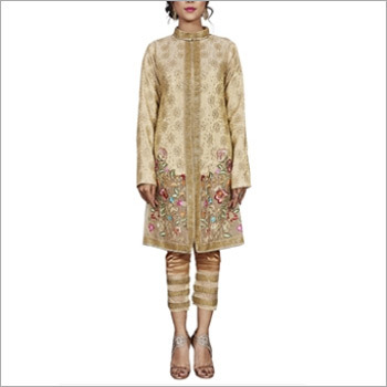 Beige Viscose Jari Jacquard Designer Pakistani Suit