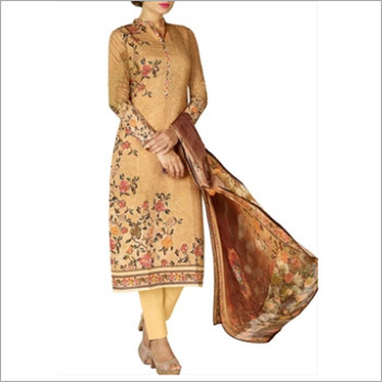 Brown Colored Cotton Lawn Salwar Suit