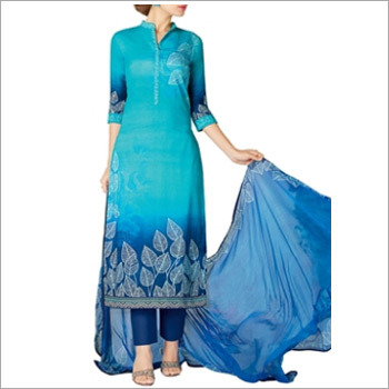Sky Blue Colored Cotton Lawn Salwar Suit