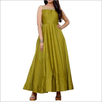 Mahendi Green Long Anarkali Top