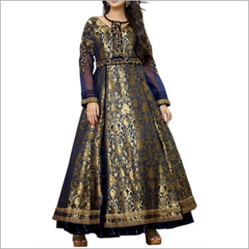 Designer Navy Blue Full Sleeve Gown
