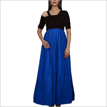 Black And Royal Blue Full Length Gown