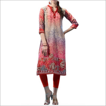 Beautiful Pink Colored French Crepe Printed Kurti