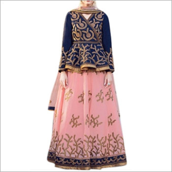 Royal Blue & Peach Color Banglori Lehenga Choli