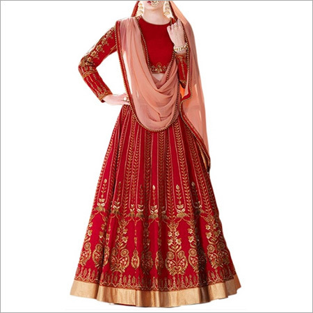 Red And Peach Color Banglori Silk Lehenga Choli