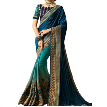 Teal Blue Banglori Silk Saree