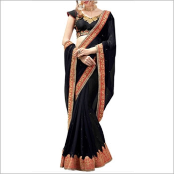 Bold Black Chiffon Saree