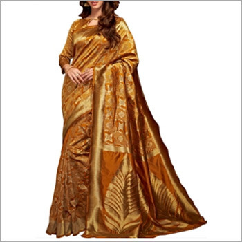 Dark Brown Cotton Silk Saree