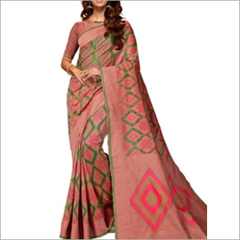 Matte Peach Cotton Silk Saree