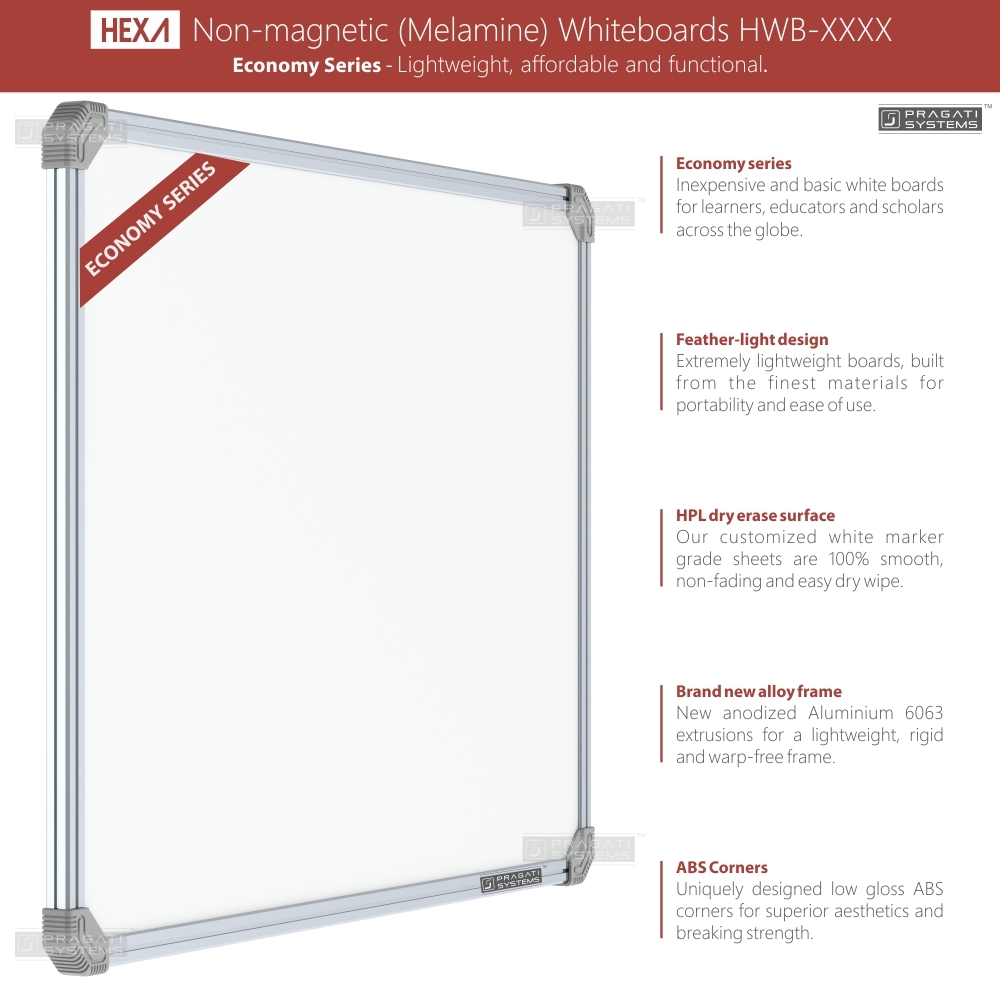 Hexa Economy Non-magnetic (Melamine) Whiteboards