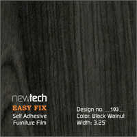 Black Walnut Self Adhesive Furniture Film - 5.3-5.5mm Thickness, Soft Wood Material, Elegant Black Color, Scratch And Abrasion Resistant