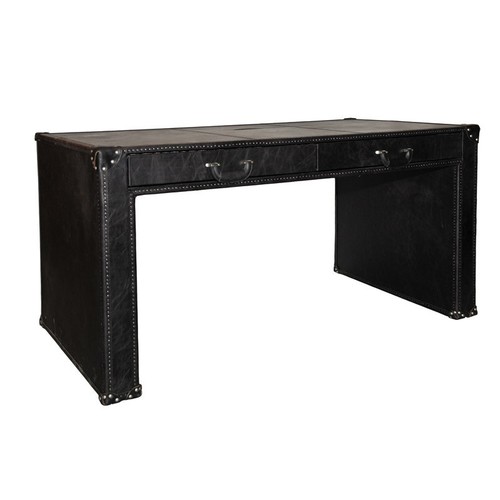 Leather Two Drawers Console Table