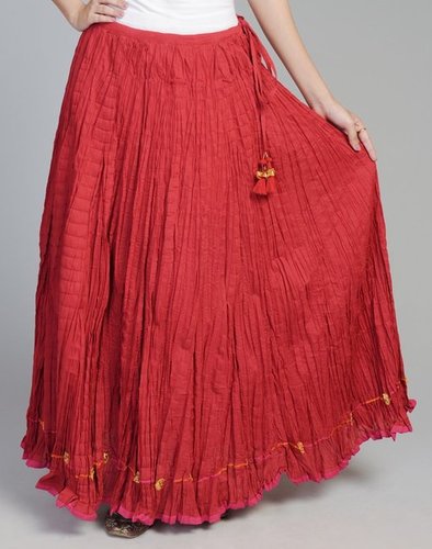 Silk Long Red Skirts