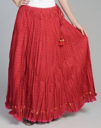 Long Red Skirts - Silk Material, Printed Pattern | Western Dress Type for Elegant Fashion Statements
