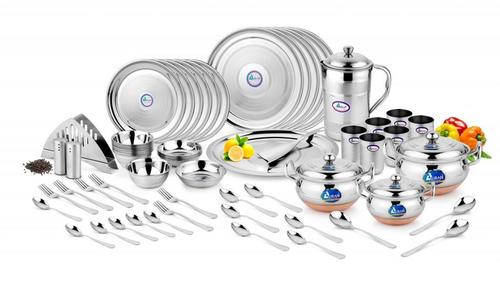 DINNER SET PEARL D/TOUCH (WITH CB HANDI SET) 65 PCS - Stainless Steel Silver | Durable Elegant Dishwasher Safe Stylish Complete Set