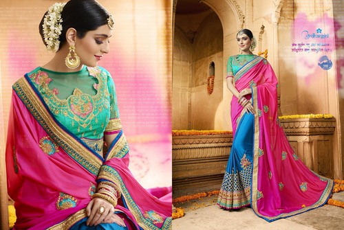 Peacock Blue Silk Designer Saree