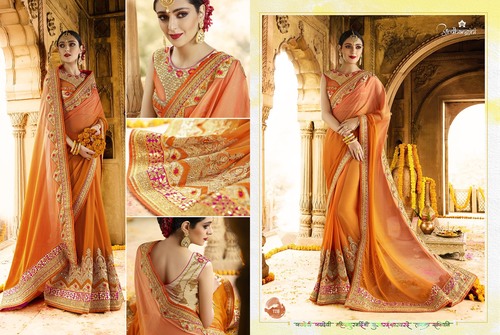 Orange Exclusive Designer Saree