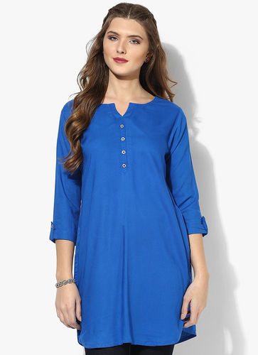 Plain Ladies Rayon Blue Tops