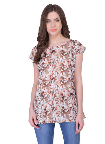 Ladies Brown Flower Designer Tops