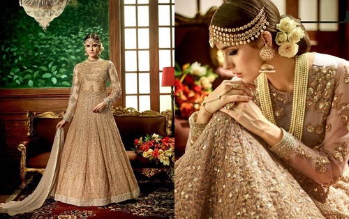 Beige Long Ethnic Designer Suit Online