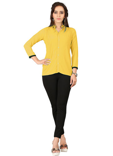 Printed Georgette Yellow Casual Wear Tops