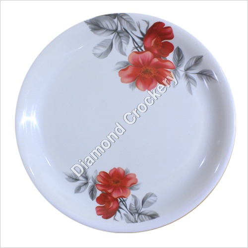 Diamond Creta 34 Pcs Dinner Set - Melamine, 10 Inch, Red | Durable, Floral Design, Microwave & Dishwasher Safe