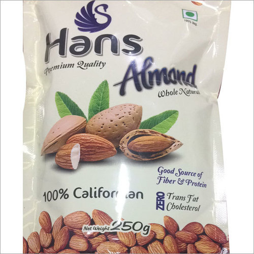 Packed Almond Nuts - Plastic Pouch 250g, California Almonds, Healthy High Protein Snack