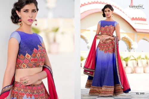 Blue Shaded Designer Lehenga Choli