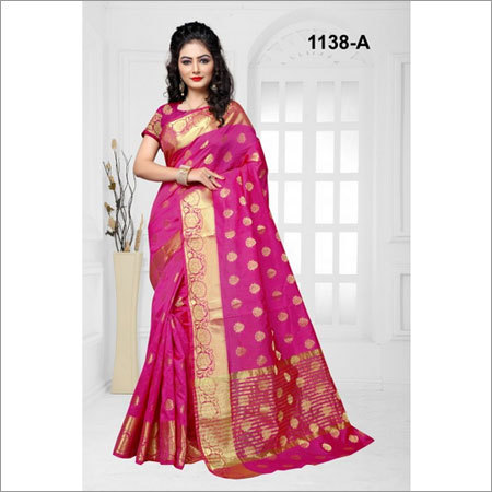Traditional Pink Colour Banarasi Silk Saree