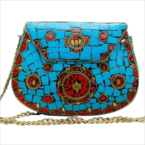 Handmade Mosaic Multicolor Clutch Cum Sling Bag