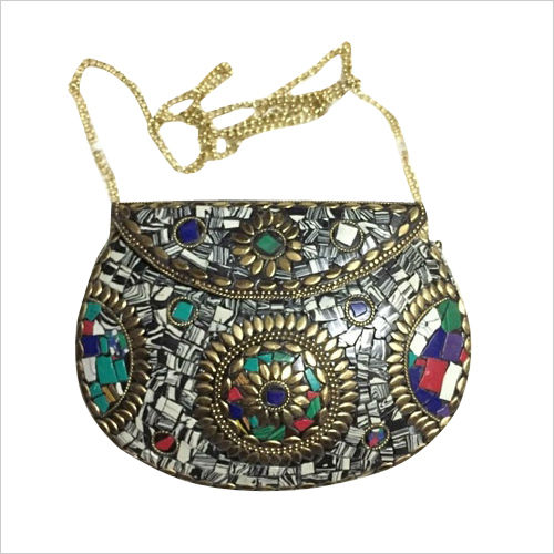 Handmade Mosaic Multicolor Clutch Cum Sling Bag