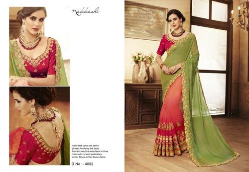 Indian Designer Satin Fabric Saree