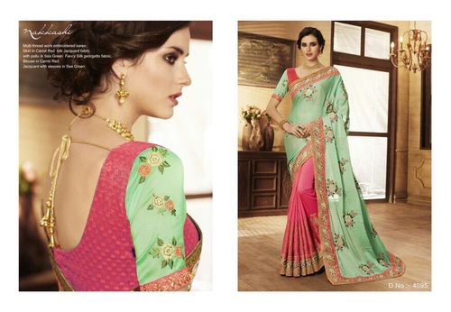 Multy Thread And Embroidery Work Party Werar Saree
