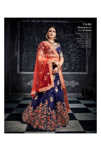 Blue & Red Lehanga Choli For Women Online