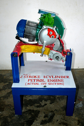 2 stroke single cylinder petrol engine or scooter engine ( actual cut sectional )