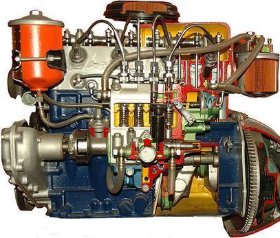 4 stroke 4 cylinder diesel engine ( hand driven actual cut-sectional )