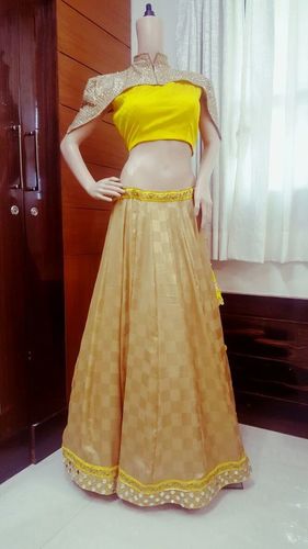 Yellow Designer Lehenga Decoration Material: Laces