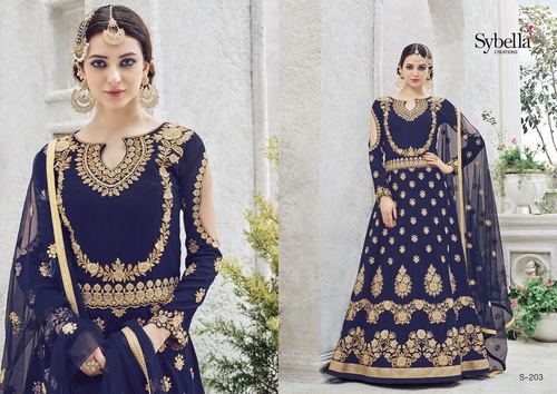 Long Anarkali Zari Embroidery Work Suit