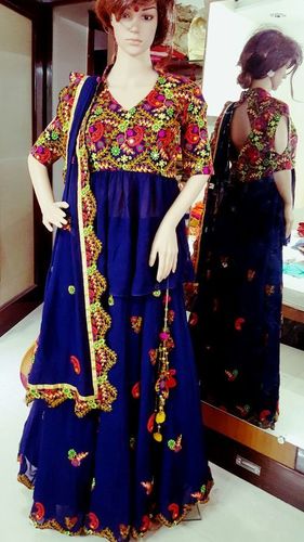 Dark Blue And Brown Ladies Skirt Top